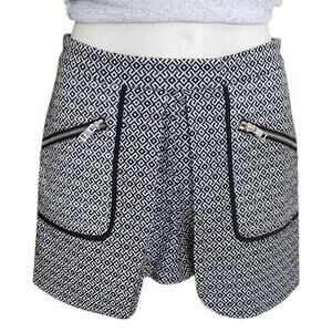 INTERMIX Sandy patterned geo skort mini skirt dress shorts black gray Size P XS